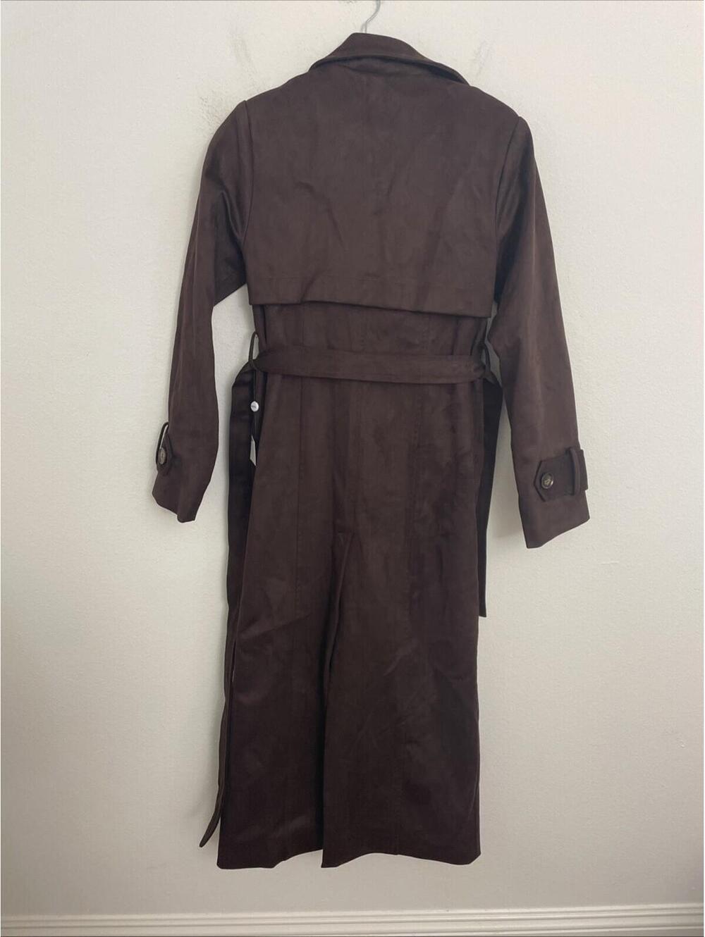 SNDYS Sutton Faux Suede Trench Coat brown size XS NWT $188msrp - Picture 10 of 10